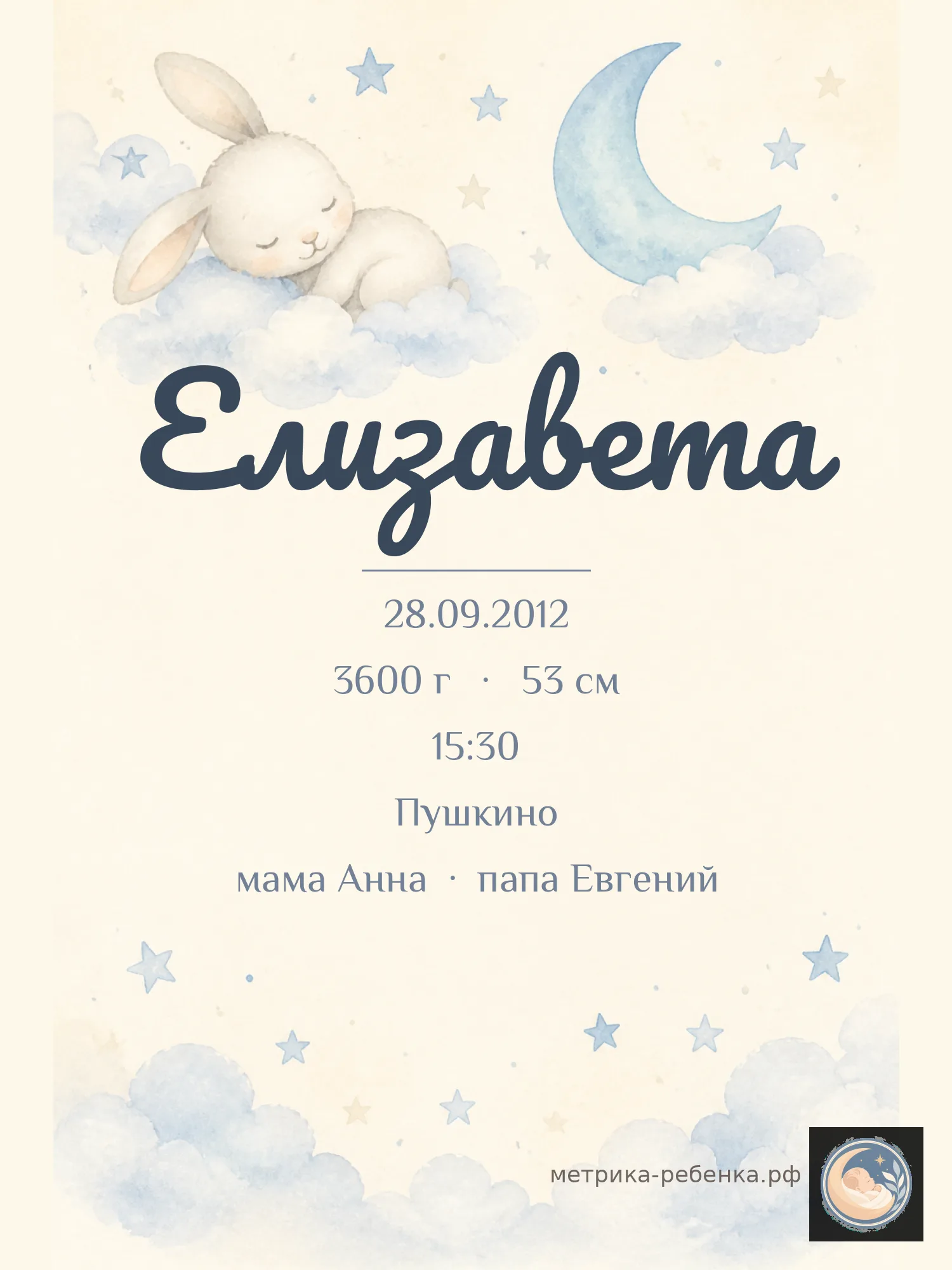 Метрика Елизавета