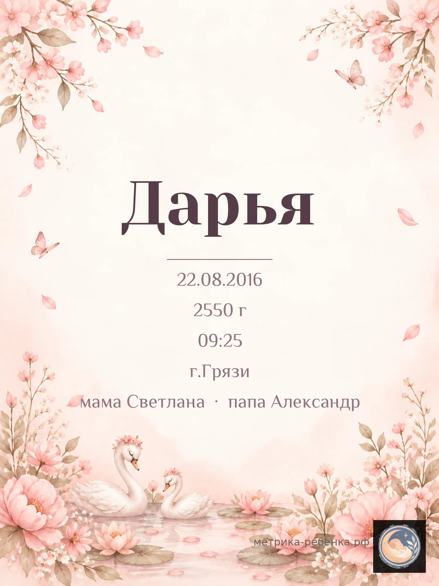 Метрика Дарья