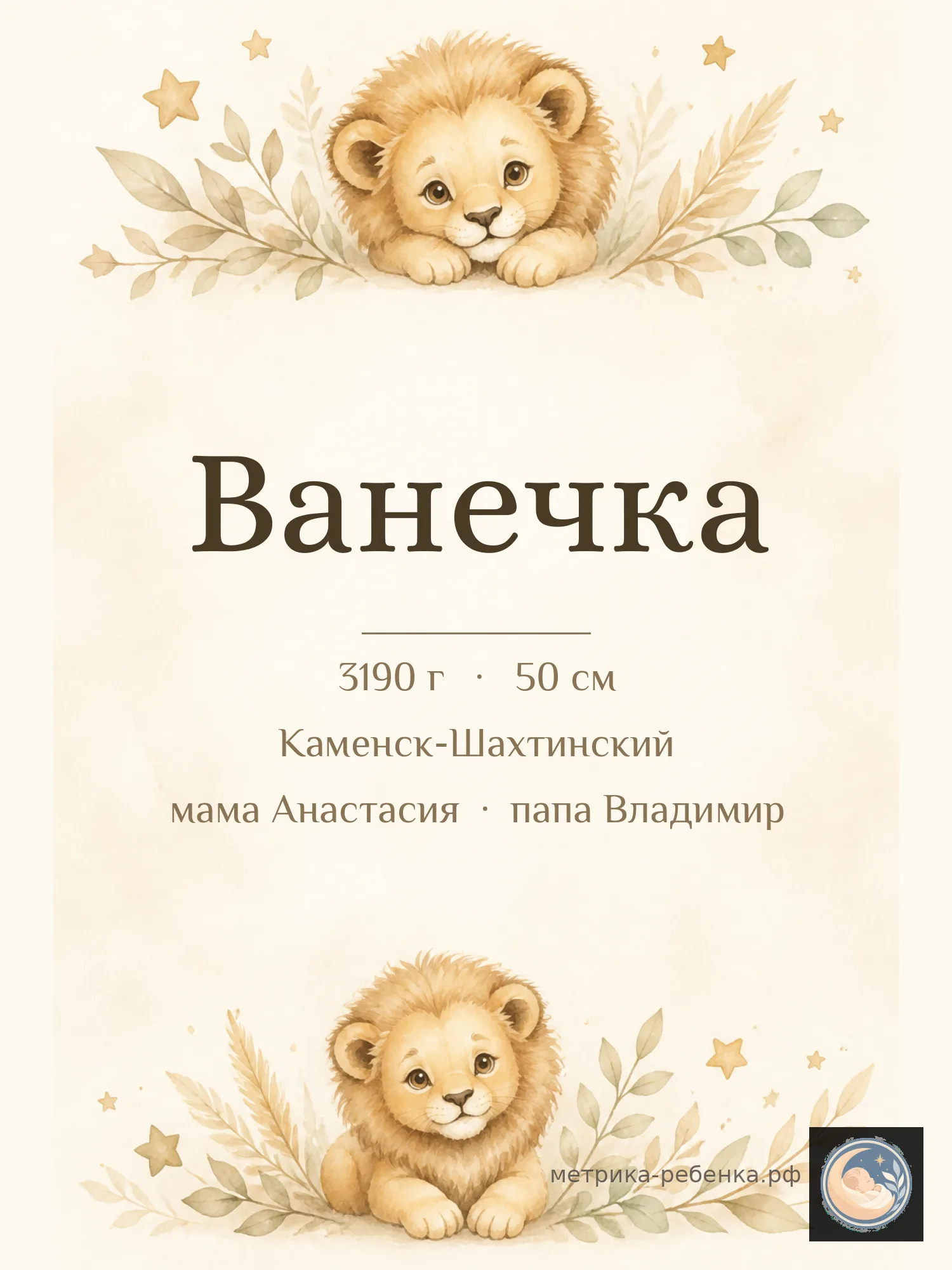 Метрика Ванечка