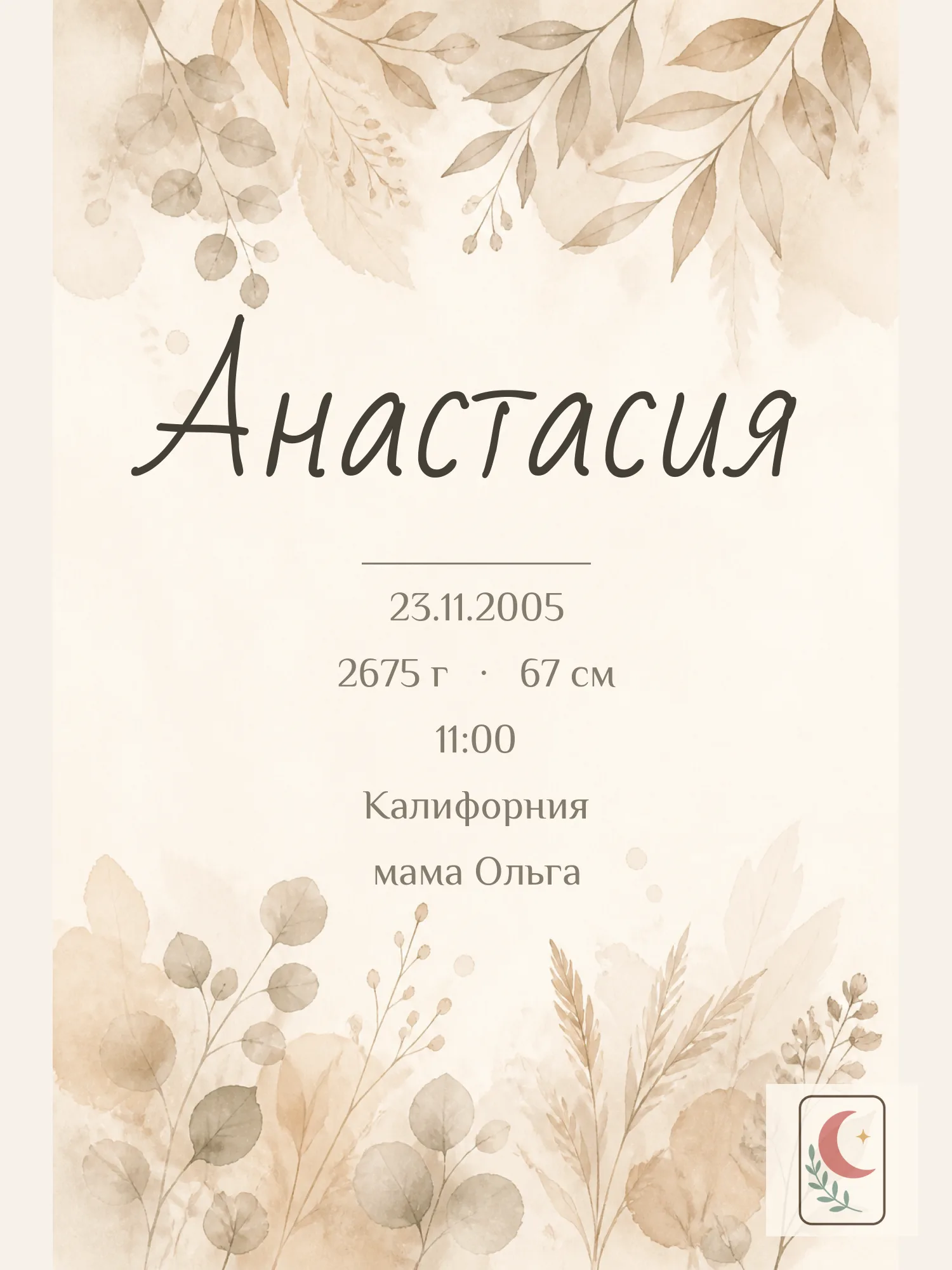 Метрика Анастасия