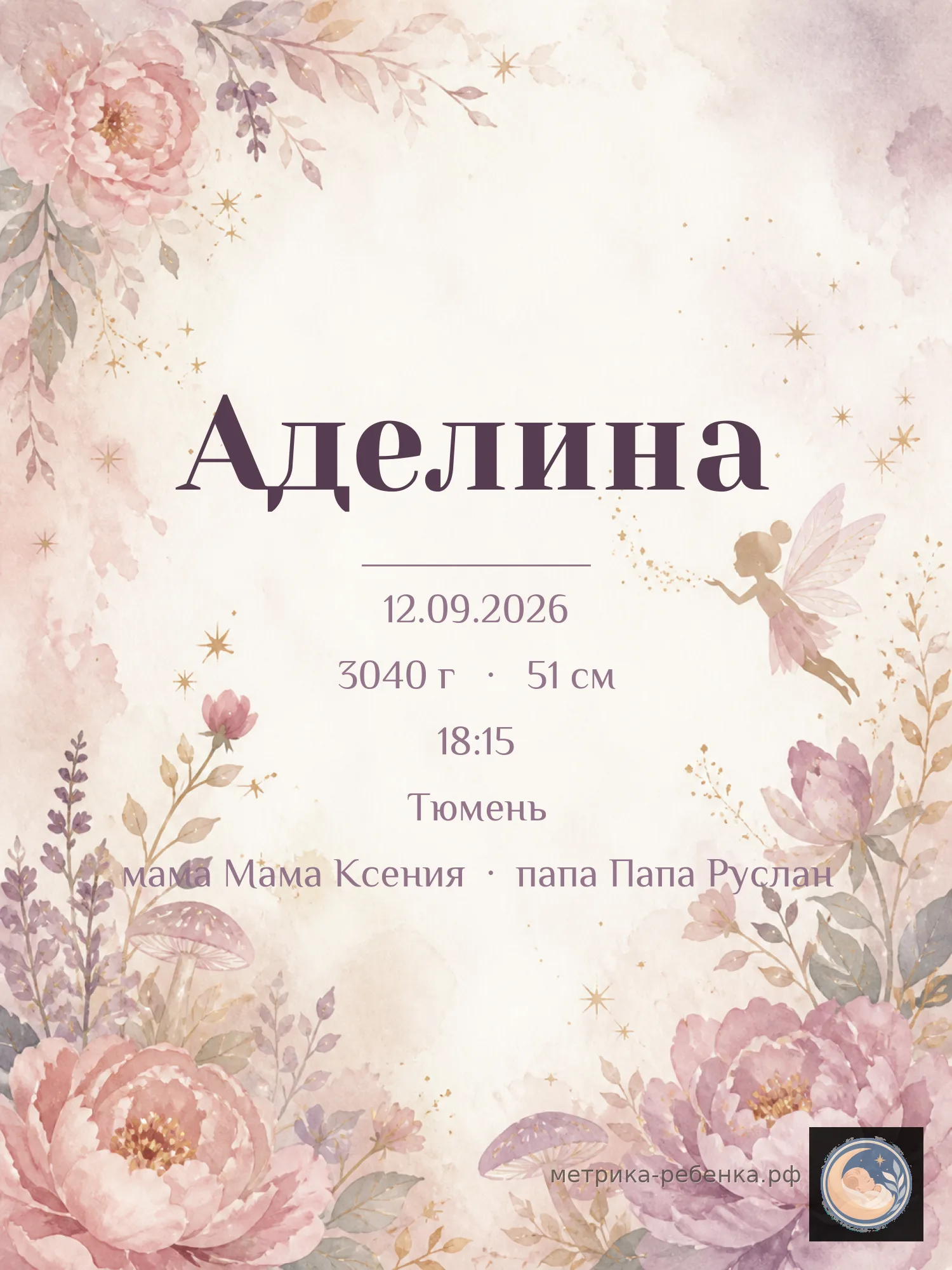 Метрики для имени Аделина