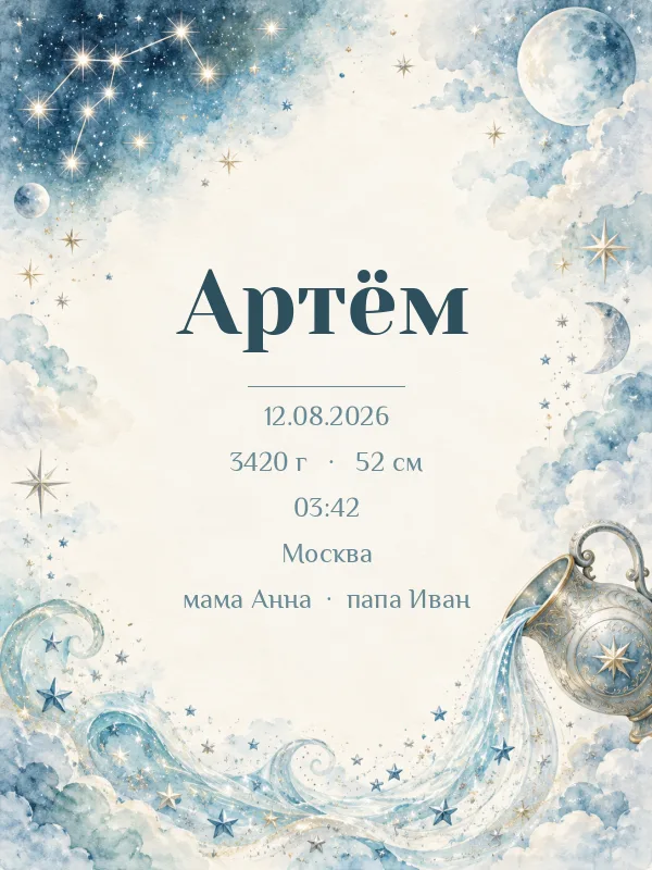 Метрика «Водолей» в рамке